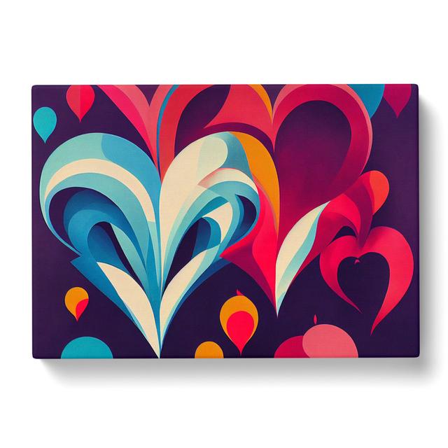 Love Hearts Abstract - Wrapped Canvas Painting ClassicLiving Size: 35cm H x 50cm W x 3cm D on Productcaster.