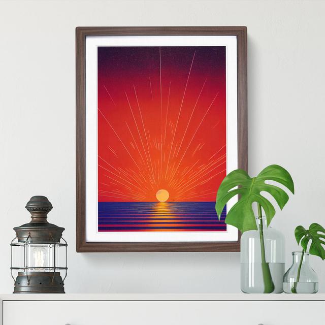 Classic Abstract Ocean Sunset House of Hampton Format: Walnut Framed, Size: 48cm H x 36cm W, Matte Colour: White on Productcaster.