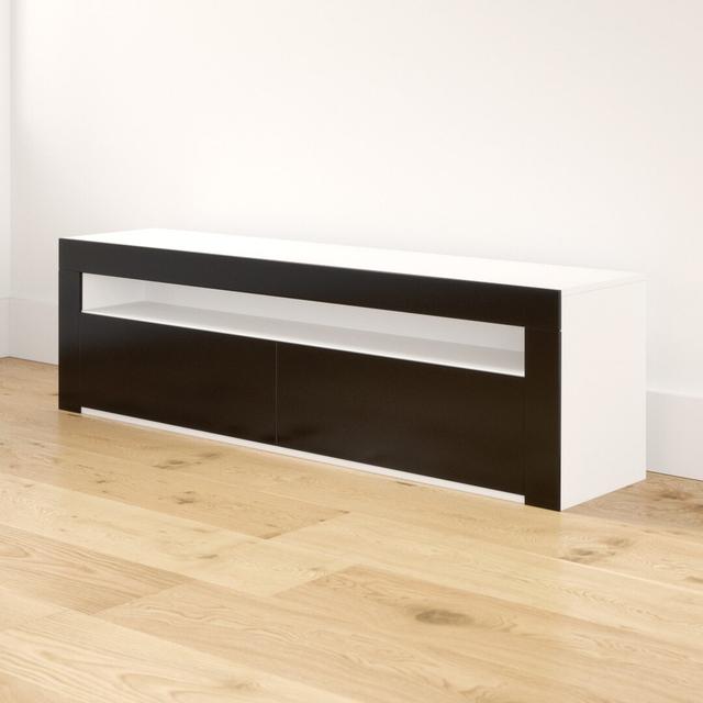 TV-Lowboard Dionne für TVs bis zu 70" Zipcode Design Colour: White/Black, LED Lighting: Not Included on Productcaster.