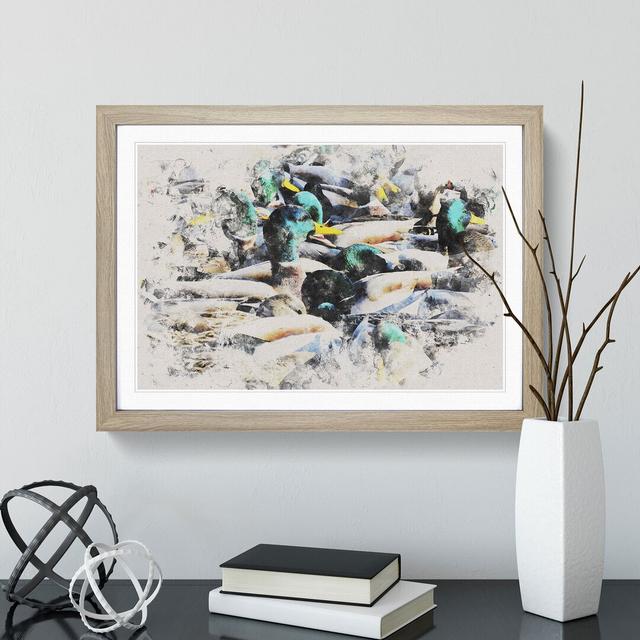 Mallard Ducks - Picture Frame Graphic Art East Urban Home Frame Option: Oak Framed, Size: 65cm H x 90cm W x 2cm D on Productcaster.