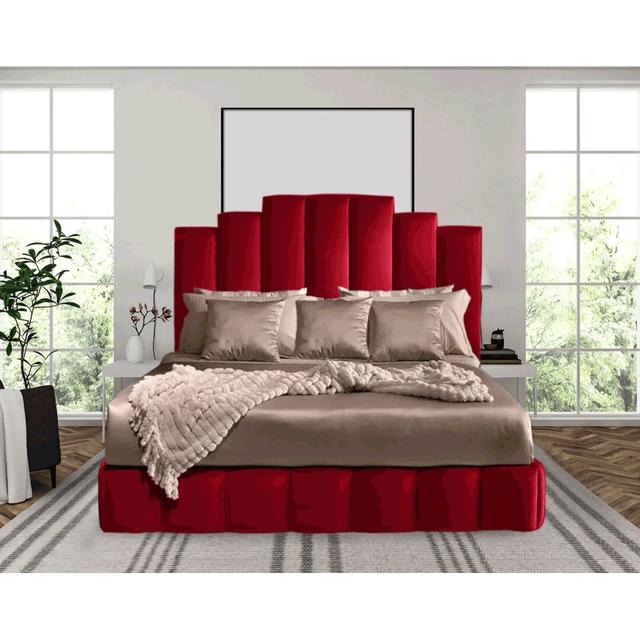 Kantor Upholstered Bed Frame Canora Grey Colour: Red, Size: Super King (6') on Productcaster.