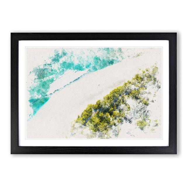 Beach View in the Maldives Watercolour - Picture Frame Graphic Art Print East Urban Home Frame Option: Black Framed, Size: 62cm H x 87cm W x 2cm D on Productcaster.