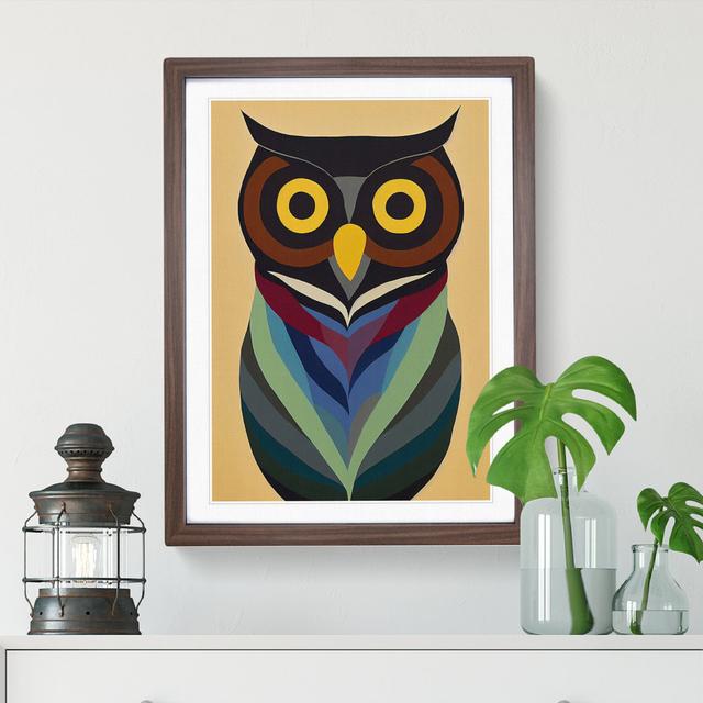 XC1022-368X Abstract Owl In Colour No.1 - Print on Canvas Alpen Home Size: 34cm H x 25cm W x 3cm D, Format: Walnut Framed on Productcaster.