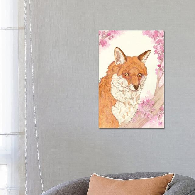 Fox And Blossoms by Might Fly Art & Illustration - Wrapped Canvas Print Alpen Home Size: 66.04cm H x 45.72cm W x 3.81cm D on Productcaster.