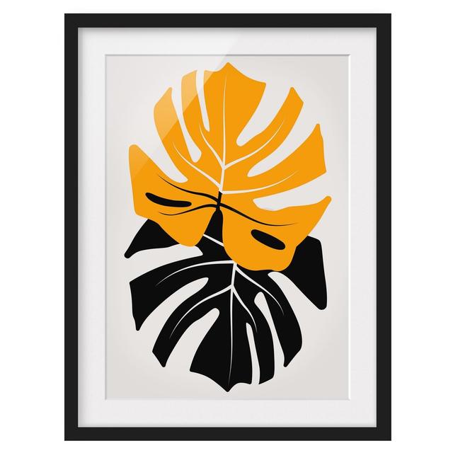 Monstera Black Yellow - Picture Frame Graphic Art 17 Stories Frame Option: Black Framed, Size: 100cm H x 70cm W x 2cm D on Productcaster.