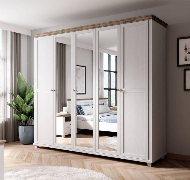 Nielsine 5 Door Manufactured Wood Wardrobe 17 Stories Finish: Ash/Oak on Productcaster.