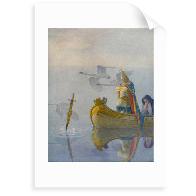 'Illustration of King Arthur Receiving Excalibur from the Lady of the Lake' Painting Astoria Grand Size: 50 cm H x 40 cm W x 0.2 cm D, Format: Unframe on Productcaster.