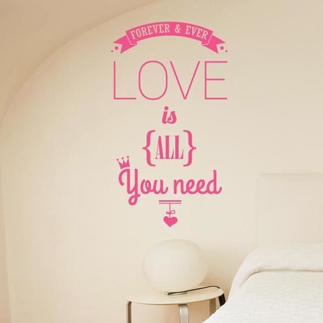 Forever And Ever Love Is All You Need Wall Sticker 17 Stories Size: Large, Colour: Pink on Productcaster.