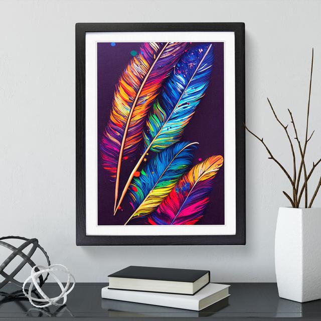 Painted Feathers No.5 - Picture Frame Painting World Menagerie Size: 34cm H x 25cm W x 2cm D, Frame Colour: Black Framed on Productcaster.