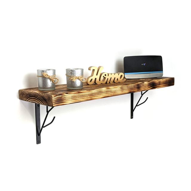 Heacok Oak Bracket Shelf with Reclaimed Wood Alpen Home Size: 25cm H x 130cm W x 17cm D on Productcaster.