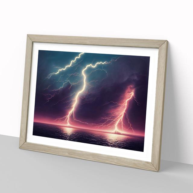 Brilliant Lightning Storm - Picture Frame Graphic Art 17 Stories Size: 25cm H x 34cm W x 2cm D, Frame Colour: Oak Framed on Productcaster.