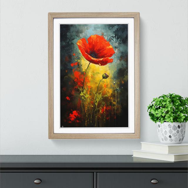 Poppy Flower Modern Big Box Art Frame Colour: Oak, Size: 64cm H x 46cm W x 2cm D on Productcaster.