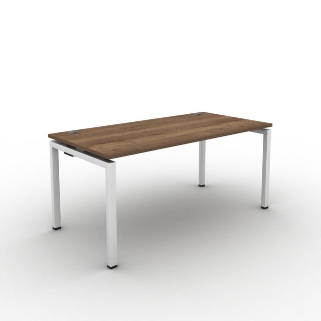 Grazian Desk Ebern Designs Frame Colour: White, Top Colour: Tobacco Oak, Size: 73cm H x 100cm W x 80cm D on Productcaster.