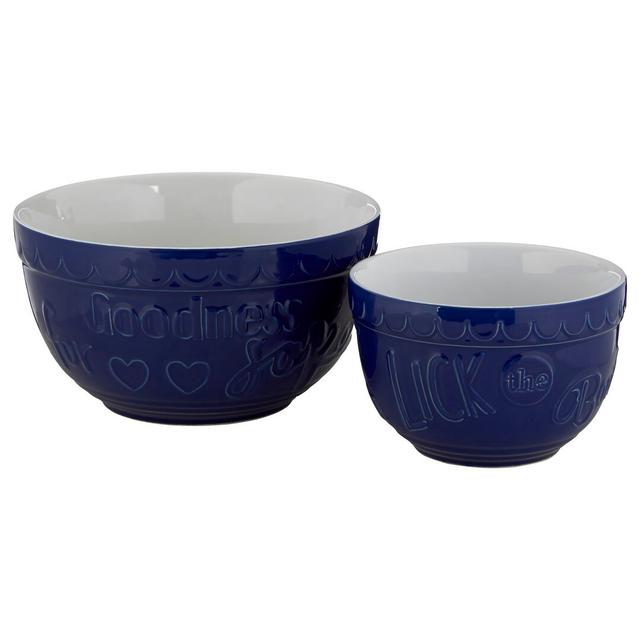 Gigi 2 Piece Stoneware Mixing Bowl Set Symple Stuff Colour: Blue on Productcaster.