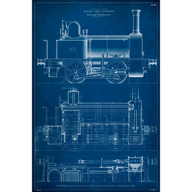 Locomotive Blueprint II by Vision Studio - Wrapped Canvas Graphic Art Williston Forge Size: 122cm H x 81cm W on Productcaster.