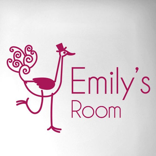 Personalised Ostrich Door Room Wall Sticker Maturi Colour: Violet, Customize: Yes on Productcaster.