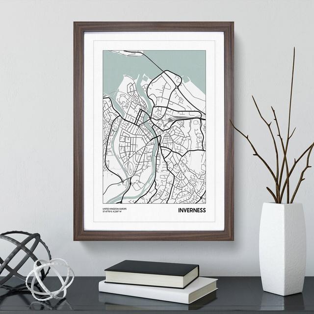 Map Inverness UK - Picture Frame Graphic Art East Urban Home Frame Option: Walnut, Size: 90cm H x 65cm W x 2cm D on Productcaster.