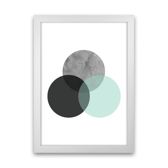 Geometric Mint and Black Circles by Pixy Paper - Graphic Art Corrigan Studio Size: 42cm H x 29.7cm W x 3cm D, Format: White Framed on Productcaster.