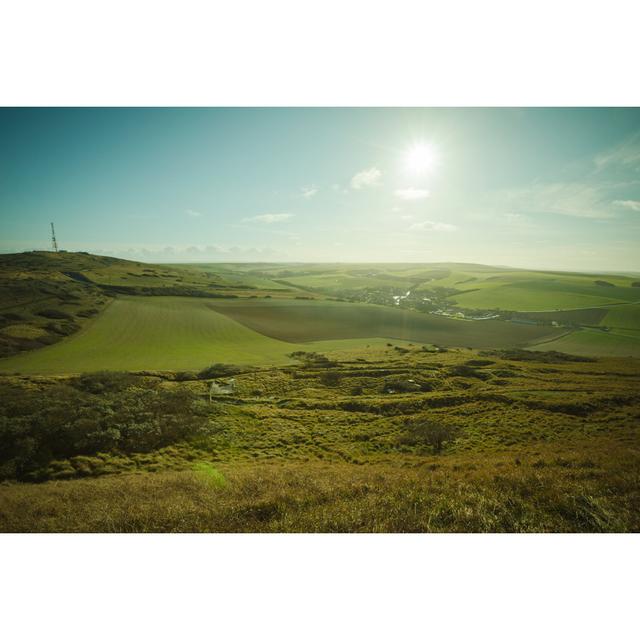 Grassy Fields And Distant Town by Noctiluxx - No Frame Art Prints on Canvas 17 Stories Size: 120cm H x 80cm W on Productcaster.