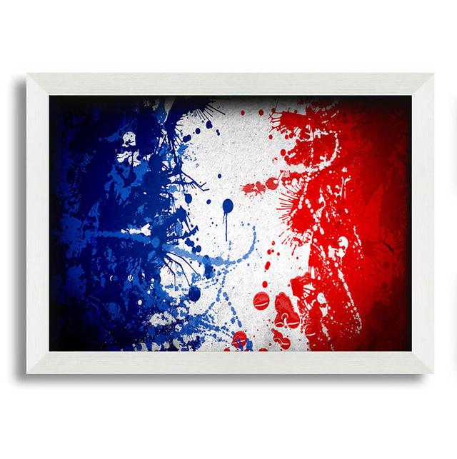 Gerahmtes Poster French Flag Grunge Metro Lane Größe: 42 cm H x 59,7 cm B x 10 cm T, Format: Poster mit weißem Rahmen on Productcaster.