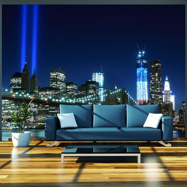 Fototapete Floodlights over NYC 154 cm x 200 cm East Urban Home on Productcaster.