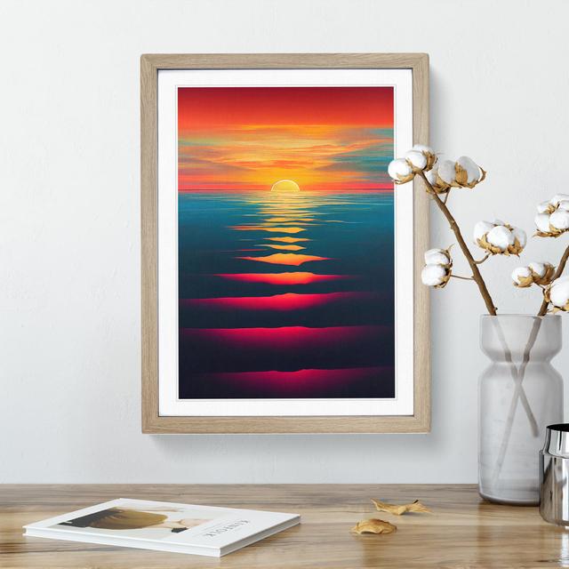 Timeless Ocean Sunset House of Hampton Size: 46cm H x 34cm W x 2cm D, Frame Colour: Oak Framed on Productcaster.