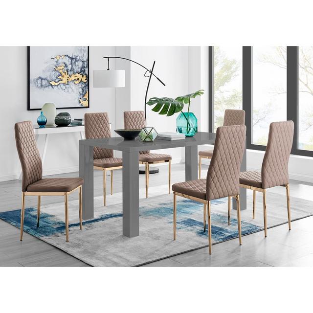 Scottsmoor Dining Set with 6 Chairs Canora Grey Colour (Chair): Cappuccino on Productcaster.