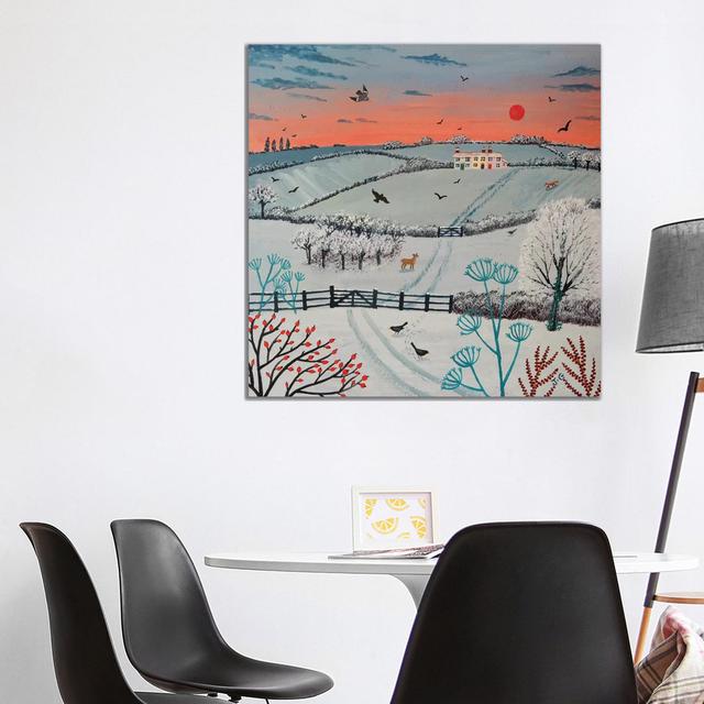 'Sunset Over Winter Hills' Painting Print on Canvas ClassicLiving Size: 93.98cm H x 93.98cm W x 3.81cm D on Productcaster.