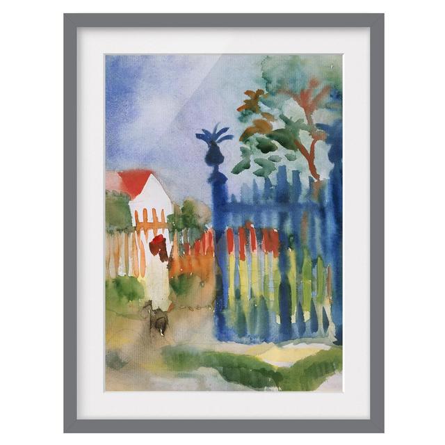 Garden Gate Framed Art Print on Paper East Urban Home Rahmenoptionen: Matt grey, Size: 55 cm H x 40 cm W on Productcaster.