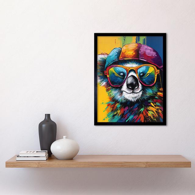 Rainbow Koala Bear With Sunglasses And Hat Modern Art Print Framed Poster Wall Decor 12X16 Inch Happy Larry on Productcaster.