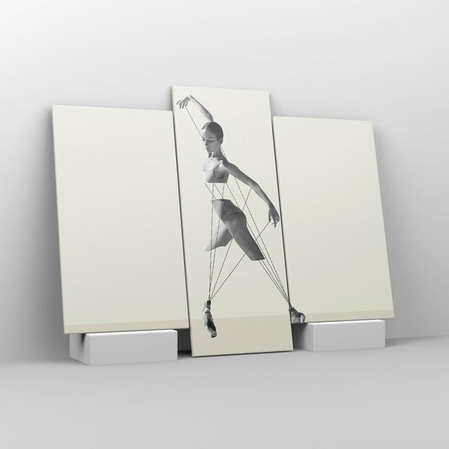 Surreal Ballerina Puppet - 3 Piece Wrapped Canvas Graphic Art Maturi Size: 100cm H x 130cm W x 1.8cm D on Productcaster.