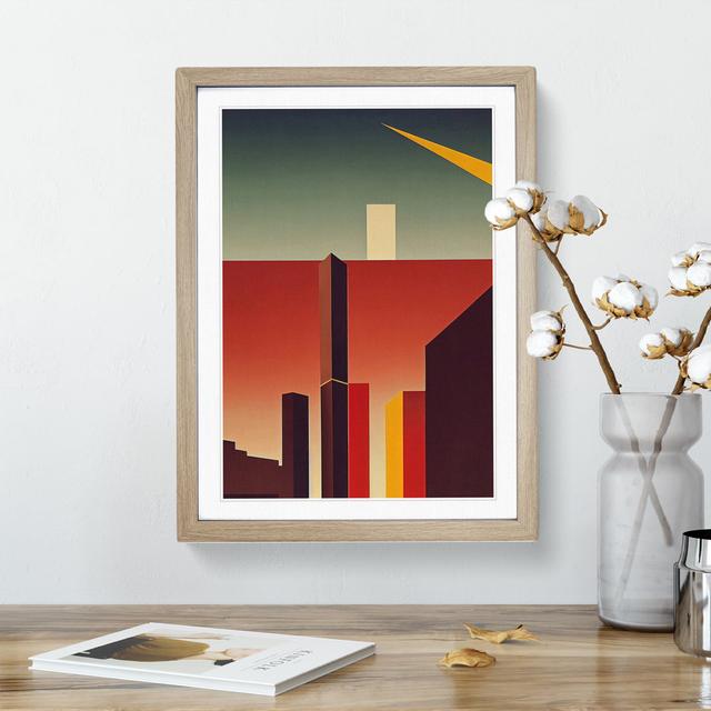 City Skyline Retro No.4 - Picture Frame Graphic Art Latitude Run Size: 34cm H x 25cm W x 2cm D, Frame Colour: Oak on Productcaster.