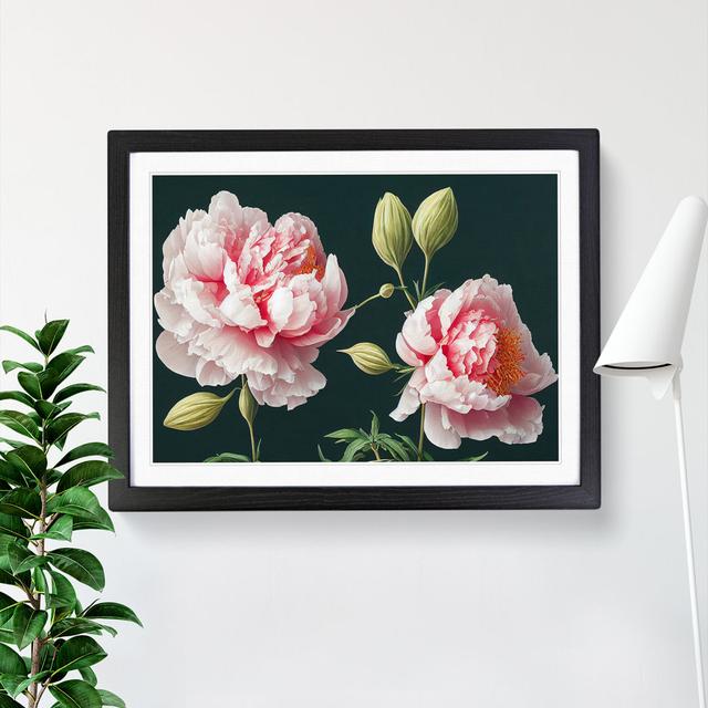 Fascinating Peony Flowers - Picture Frame Graphic Art Marlow Home Co. Frame Colour: Black Framed, Size: 46cm H x 64cm W x 2cm D on Productcaster.