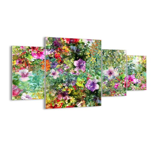 In Flowers to Perdition - 4 Piece Unframed Painting Print Set on Glass Latitude Run Size: 90cm H x 160cm W x 1.8cm D on Productcaster.