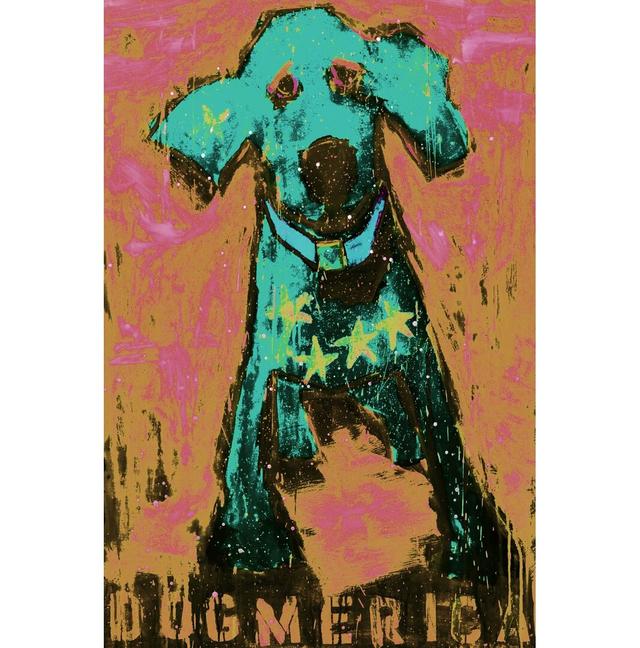 Pink and Orange Dogmerica by Michelle Rivera - Wrapped Canvas Painting Print East Urban Home Size: 76cm H x 51cm W on Productcaster.