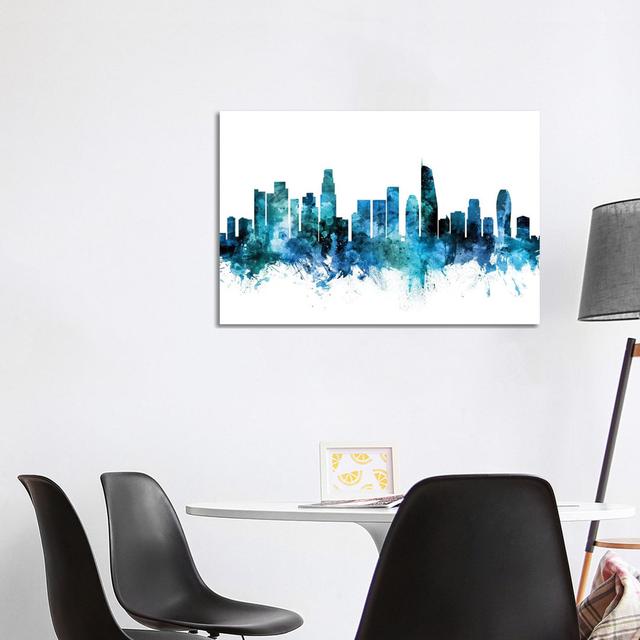 Los Angeles, California Skyline by Michael Tompsett - Wrapped Canvas Gallery-Wrapped Canvas Giclée Latitude Run Size: 66.04cm H x 101.6cm W x 3.81cm D on Productcaster.