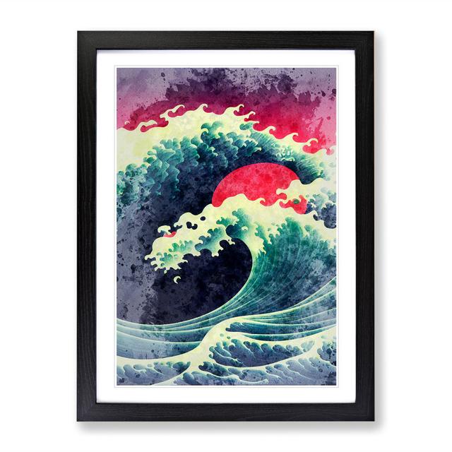 Watercolour Japanese Wave No.2 House of Hampton Matte Colour: White, Format: Black Frame, Size: 46cm H x 34cm W on Productcaster.