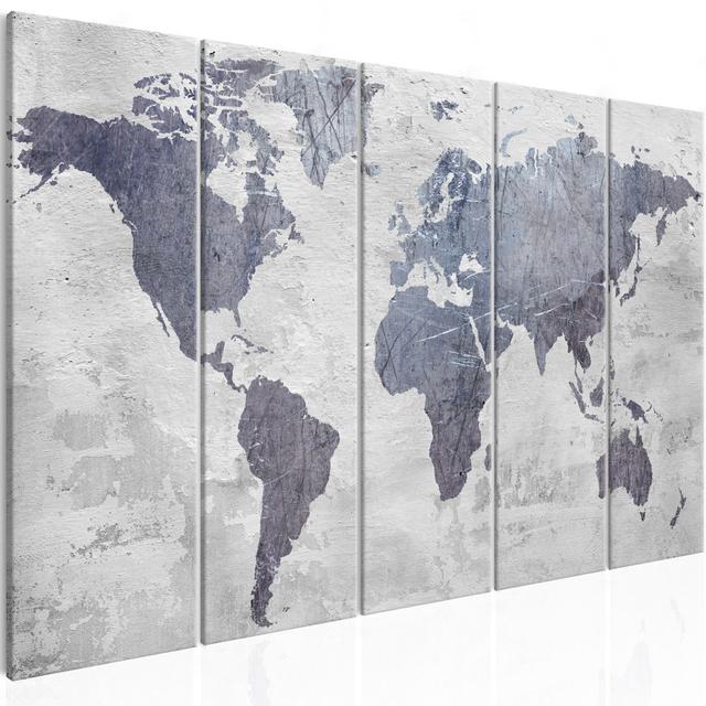 Leinwandbild - Concrete World Map (5 Parts) Narrow Trent Austin Design Größe: 80 cm H x 200 cm B on Productcaster.