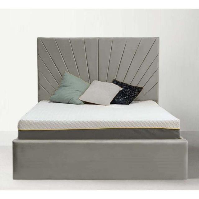 Addilee Upholstered Panel Bed Canora Grey Size: Double (4'6), Colour: Silver on Productcaster.