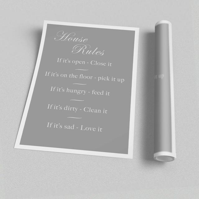 House Rules 2 - No Frame Art Prints on Canvas East Urban Home Colour: Grey, Size: 81.3 cm H x 50.8 cm W x 4.4 cm D, Format: Wrapped Canvas on Productcaster.