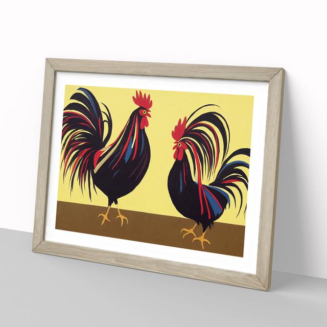 Two Roosters Abstract - Picture Frame Graphic Art Brambly Cottage Size: 34cm H x 46cm W x 2cm D, Frame Colour: Oak Framed on Productcaster.