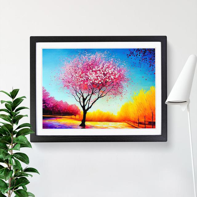 Cherry Blossom Tree Glow Vol.3 - Single Picture Frame Painting Rosalind Wheeler Frame Colour: Black, Size: 25cm H x 34cm W x 2cm D on Productcaster.