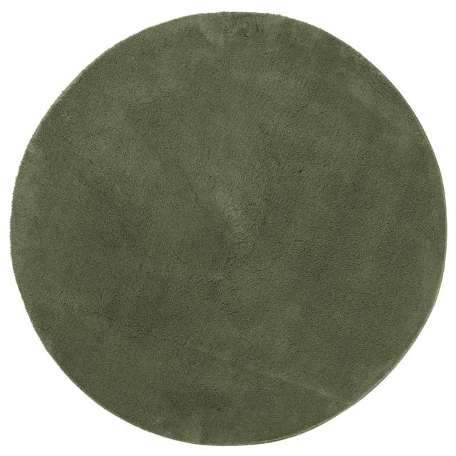 Rug "HUARTE" Short Pile Soft and Washable Forest Green 17 Stories Rug Size: Round 200cm on Productcaster.