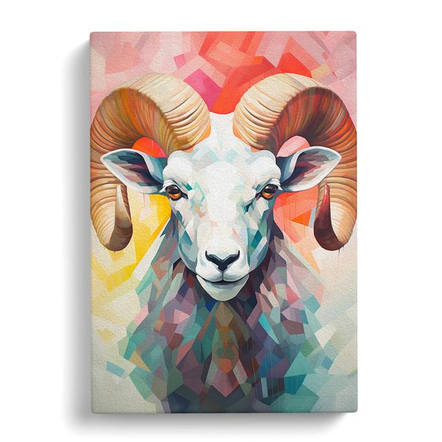 Ram Sheep Geometric - No Frame Art Prints Brambly Cottage Size: 50cm H x 35cm W x 3cm D on Productcaster.