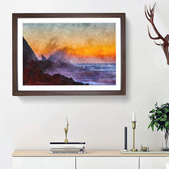 Waves in Portugal - Picture Frame Painting Print East Urban Home Size: 33cm H x 45cm W x 2cm D, Frame Option: Walnut Framed on Productcaster.