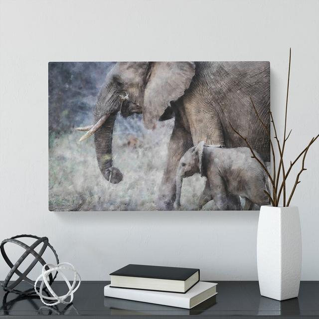 Mother and Baby Elephant Vol.1 - Wrapped Canvas Graphic Art East Urban Home Size: 50cm H x 76cm W x 3cm D on Productcaster.