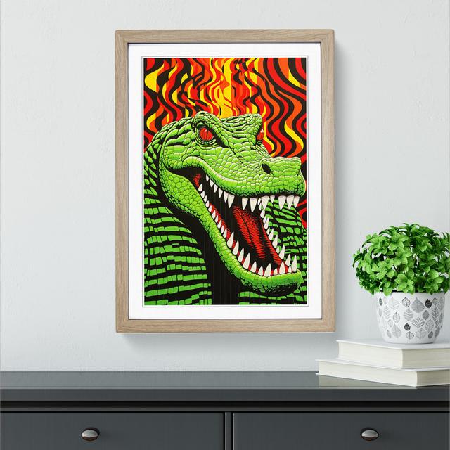 XYZ-FRM-V1223-1783 Alligator Op - Single Picture Frame Print on Wood Big Box Art Size: 64cm H x 46cm W x 2cm D, Frame Colour: Oak on Productcaster.