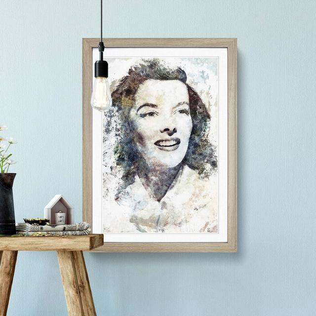 Katherine Hepburn in Abstract - Picture Frame Painting Print East Urban Home Size: 50cm H x 35cm W x 2cm D, Format: Oak on Productcaster.