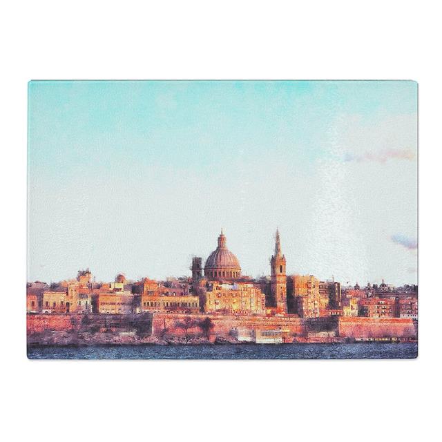 Tempered Glass View of Valletta in Malta Painting Chopping Board East Urban Home Size: 20 cm x 28.5 cm on Productcaster.