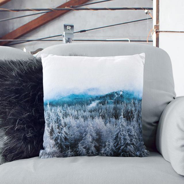 Winter Forest in Romania Painting Cushion with Filling East Urban Home Size: 40cm H x 40cm W x 15cm D, Backing Colour: White on Productcaster.